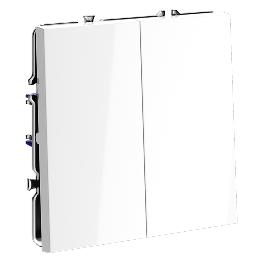 Выключатель с самовозвратом встраиваемый VOLTUM S70 двухклавишный 10А, (белый глянцевый)