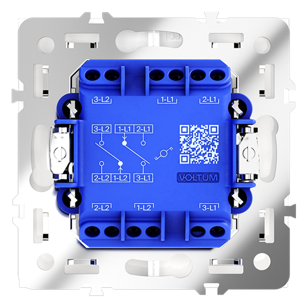 Проходной переключатель встраиваемый VOLTUM S70 двухклавишный 10А, (белый глянцевый)
