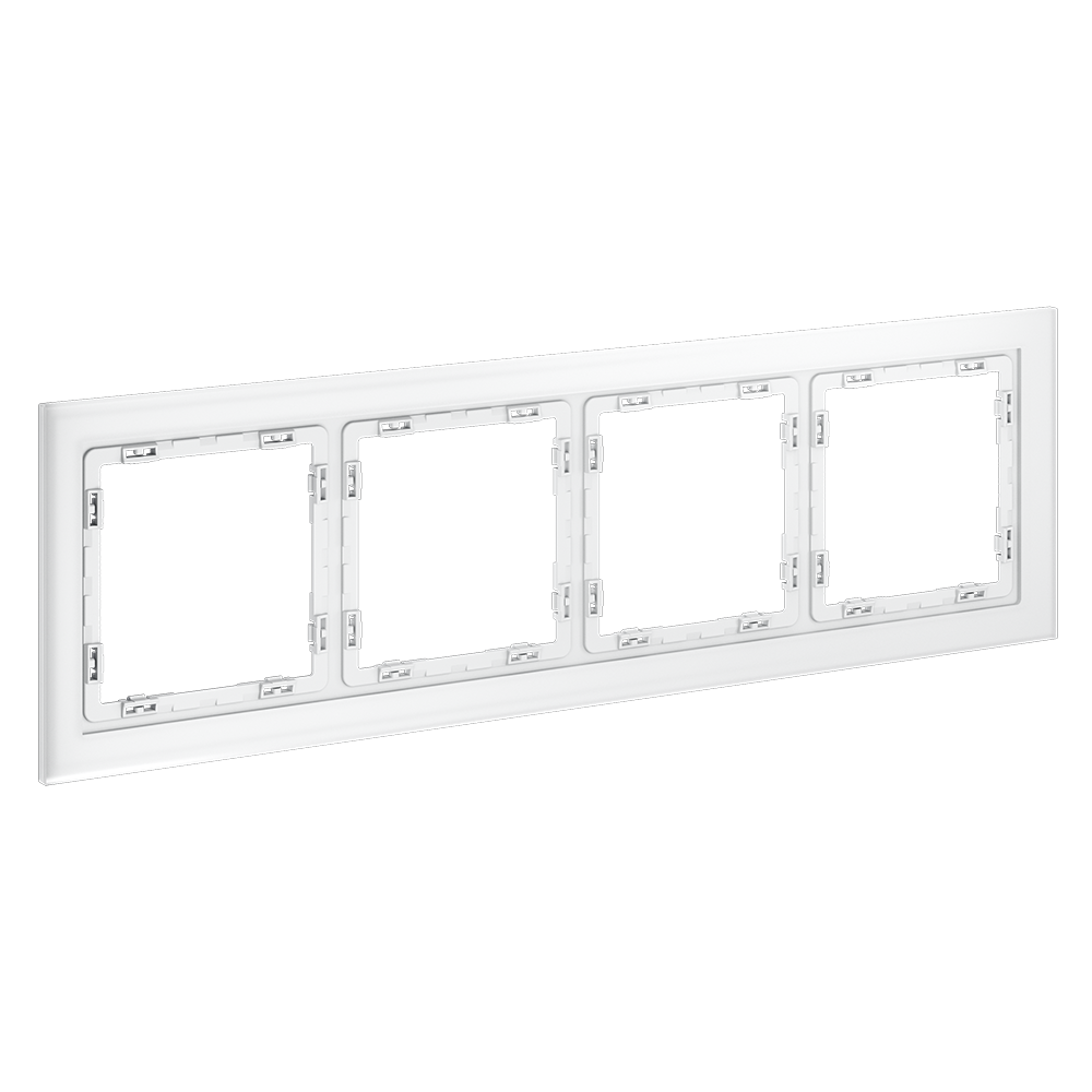 Рамка стеклянная VOLTUM S70 на 4 поста, (белый,матовый,стекло)