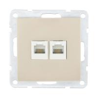 Розетка LK Studio компьютерная 2хRJ-45 кат. 5е с накладкой (бежевый) LK60 866201-1