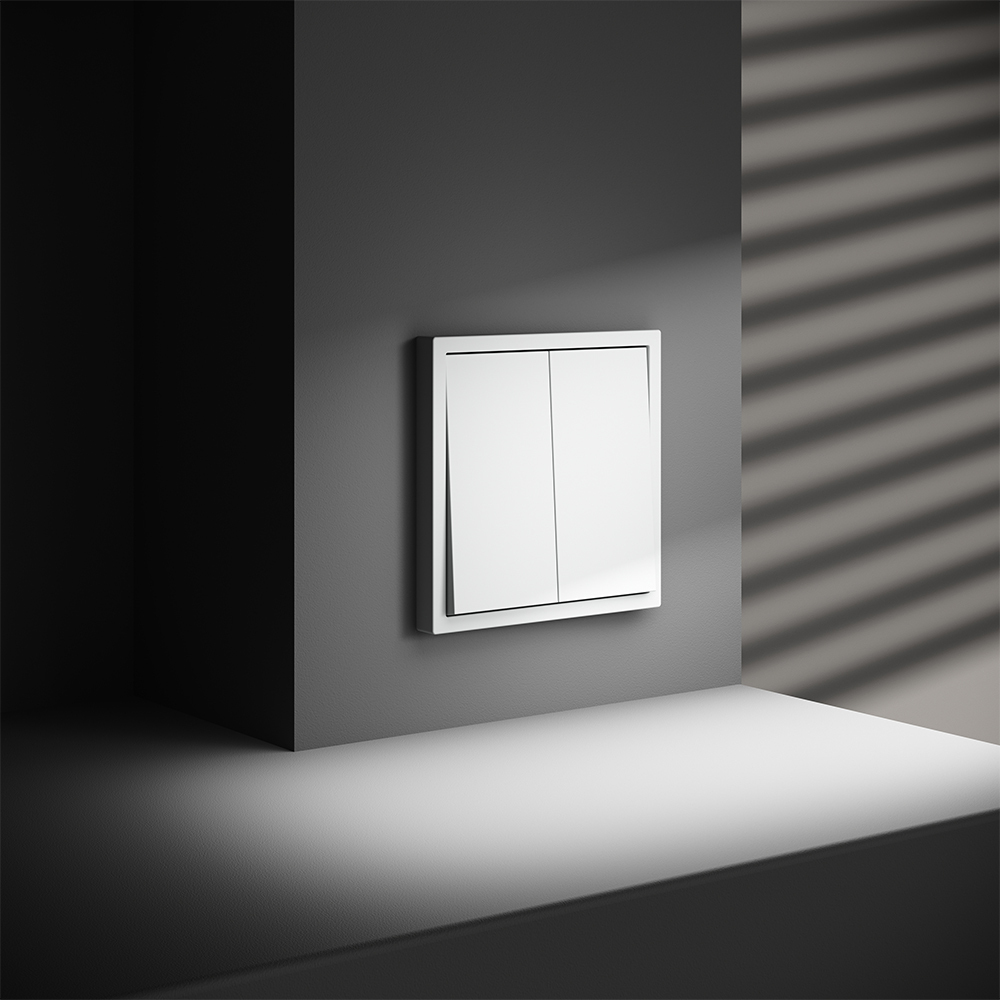 Проходной переключатель встраиваемый VOLTUM S70 двухклавишный 10А, (белый матовый)