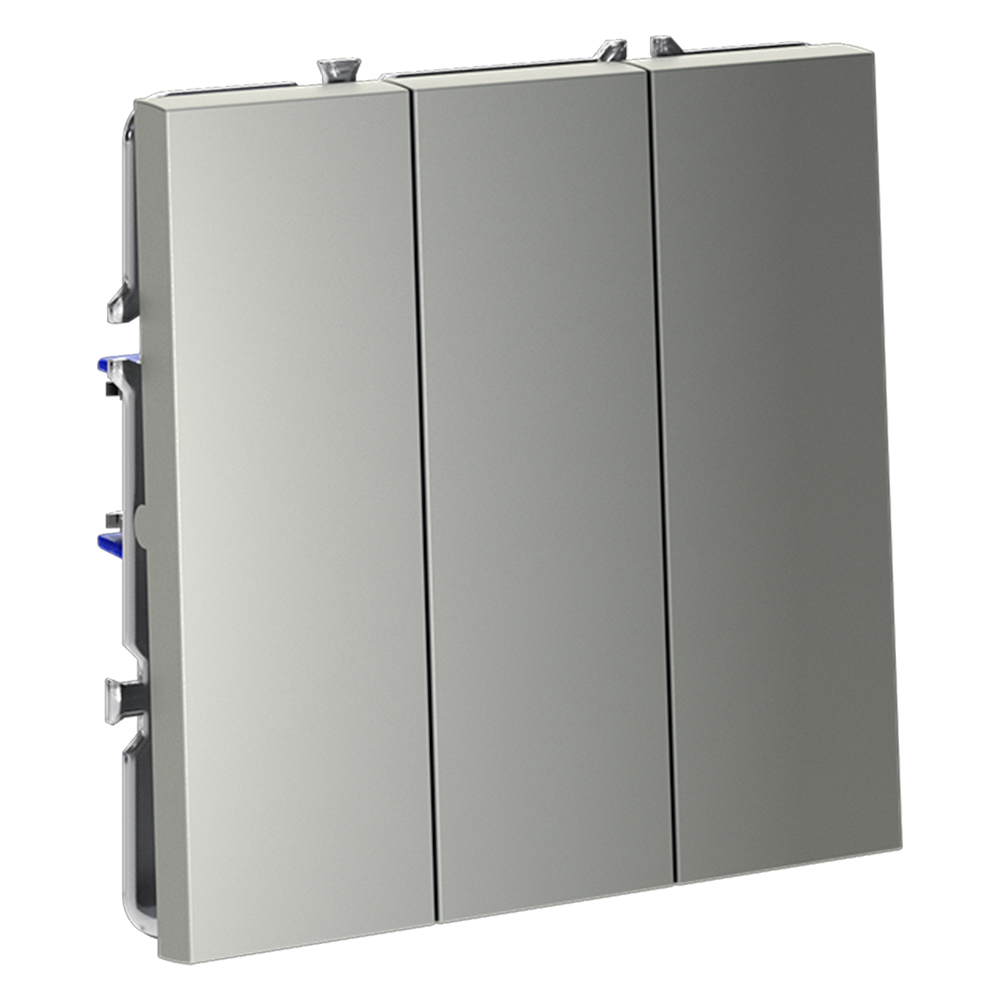 Выключатель встраиваемый VOLTUM S70 трехклавишный 10А, (сталь)