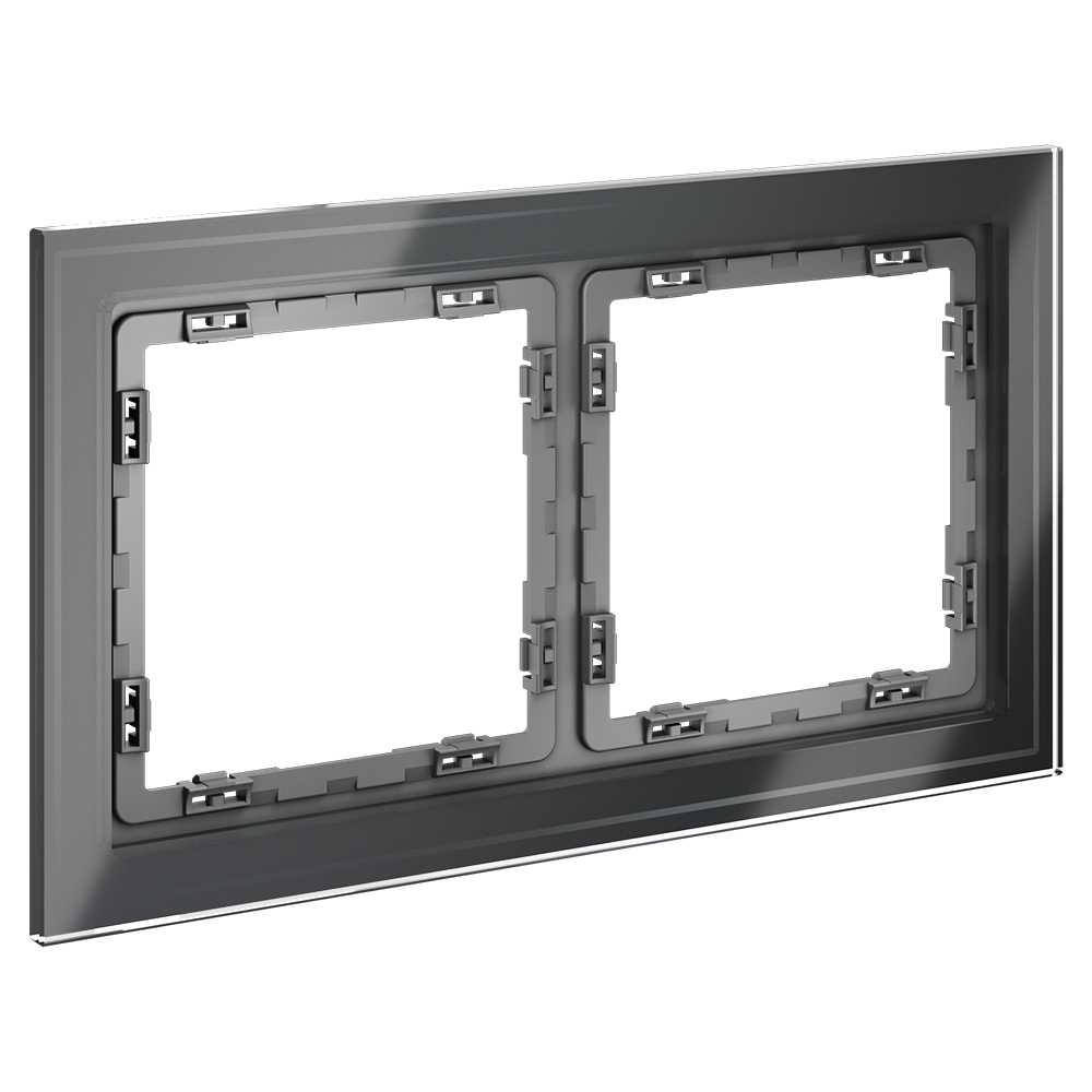 Рамка стеклянная VOLTUM S70 на 2 поста, (графит, стекло)