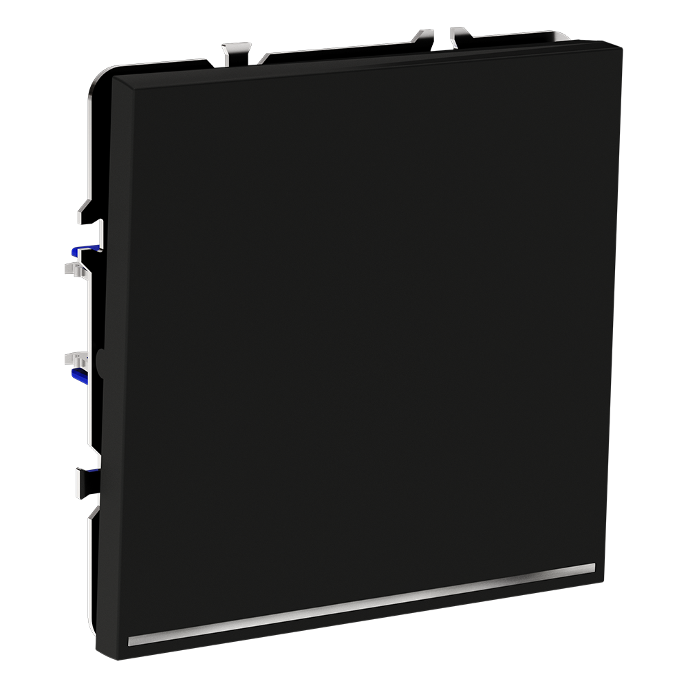 Выключатель встраиваемый VOLTUM S70 одноклавишный с подсветкой 10А, (черный матовый)