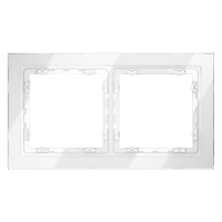 Рамка стеклянная VOLTUM S70 на 2 поста, (белый, стекло)