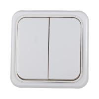 Выключатель LK Studio двухклавишный открытой установки, схема 5 (белый) 811104