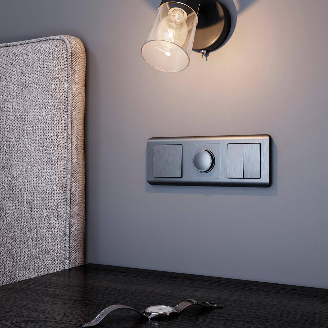 Выключатель одноклавишный проходной Werkel графит рифленый W1112004 4690389158391