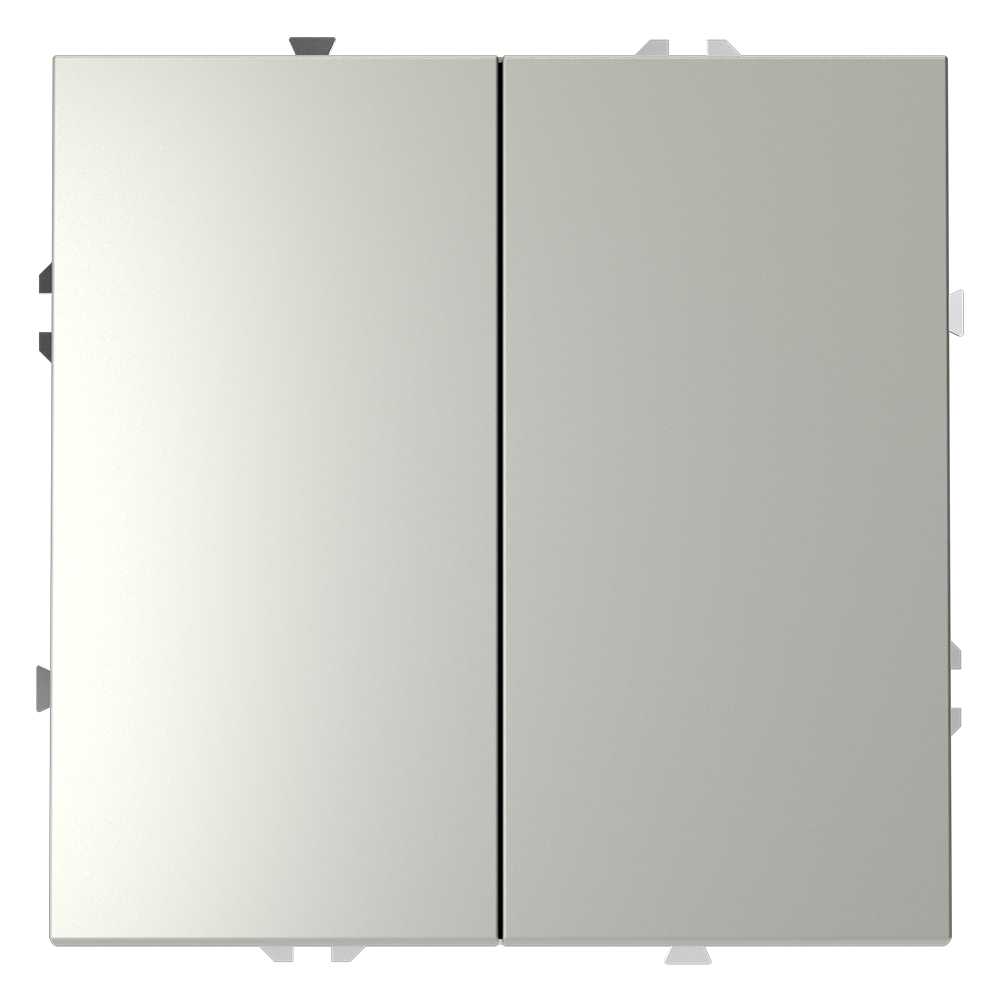 Выключатель с самовозвратом встраиваемый VOLTUM S70 двухклавишный 10А, (сталь)