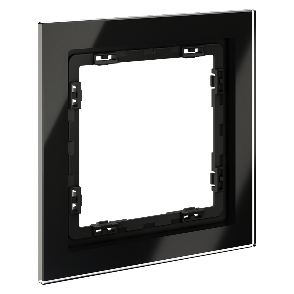 Рамка стеклянная VOLTUM S70 на 1 пост, (черный,стекло)