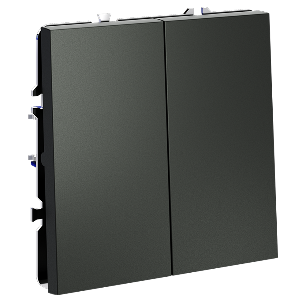 Проходной переключатель встраиваемый VOLTUM S70 двухклавишный 10А, (титан)