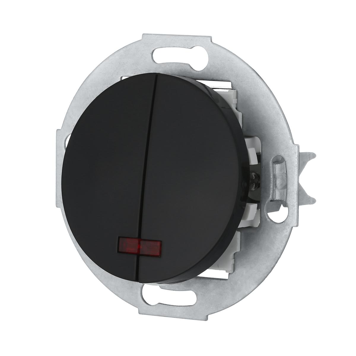 Выключатель LK Studio двухклавишный (схема 5L) с индикатором 16 A, 250 B (черный) Vintage 881208-1