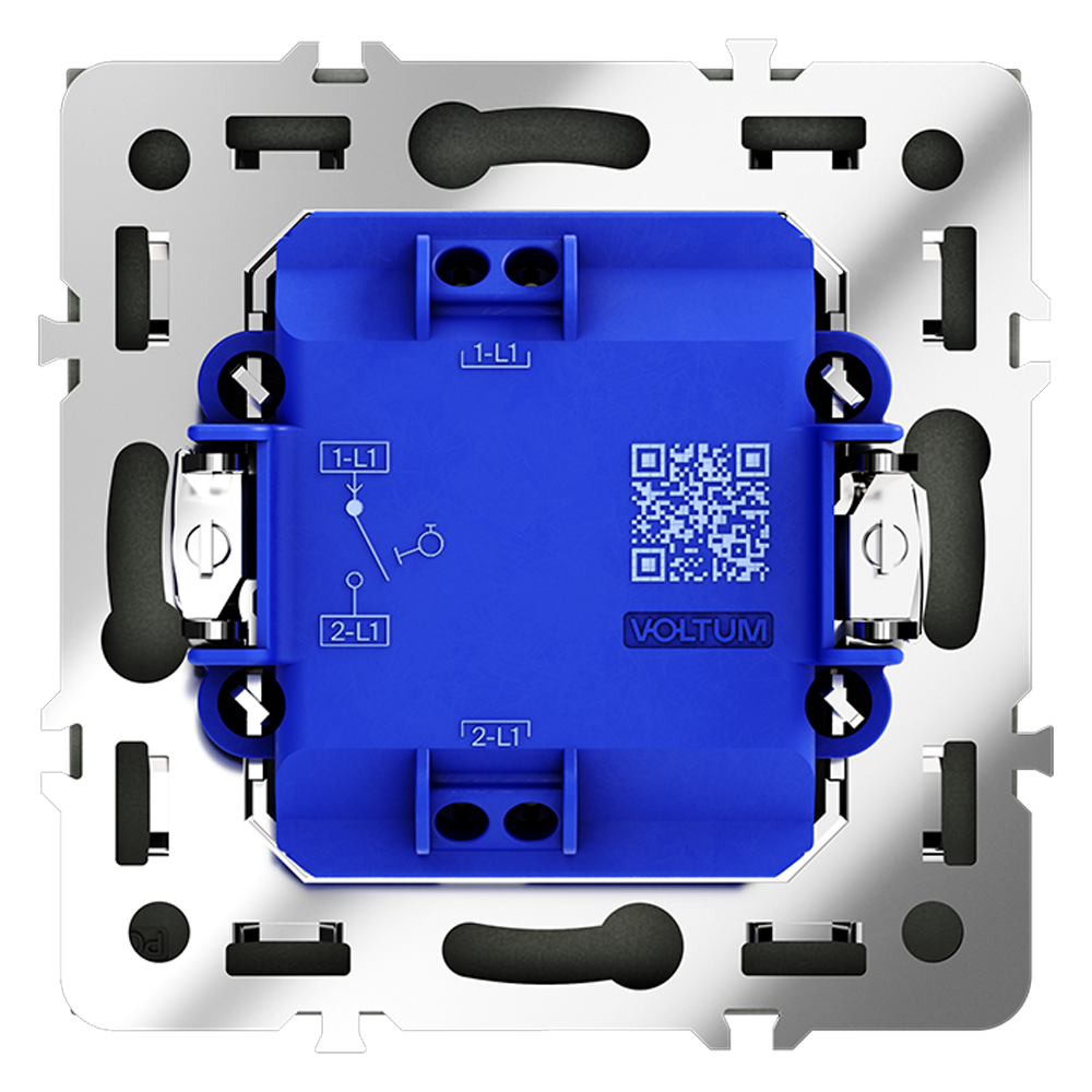 Выключатель с самовозвратом встраиваемый VOLTUM S70 одноклавишный 10А, (черный матовый)