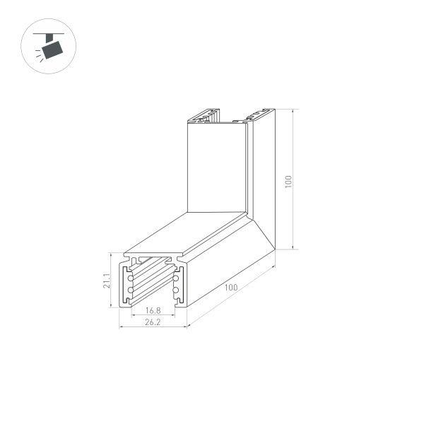 Коннектор L-образный внешний Arlight Mag-Orient-Con-2620-L90-EXT 036021