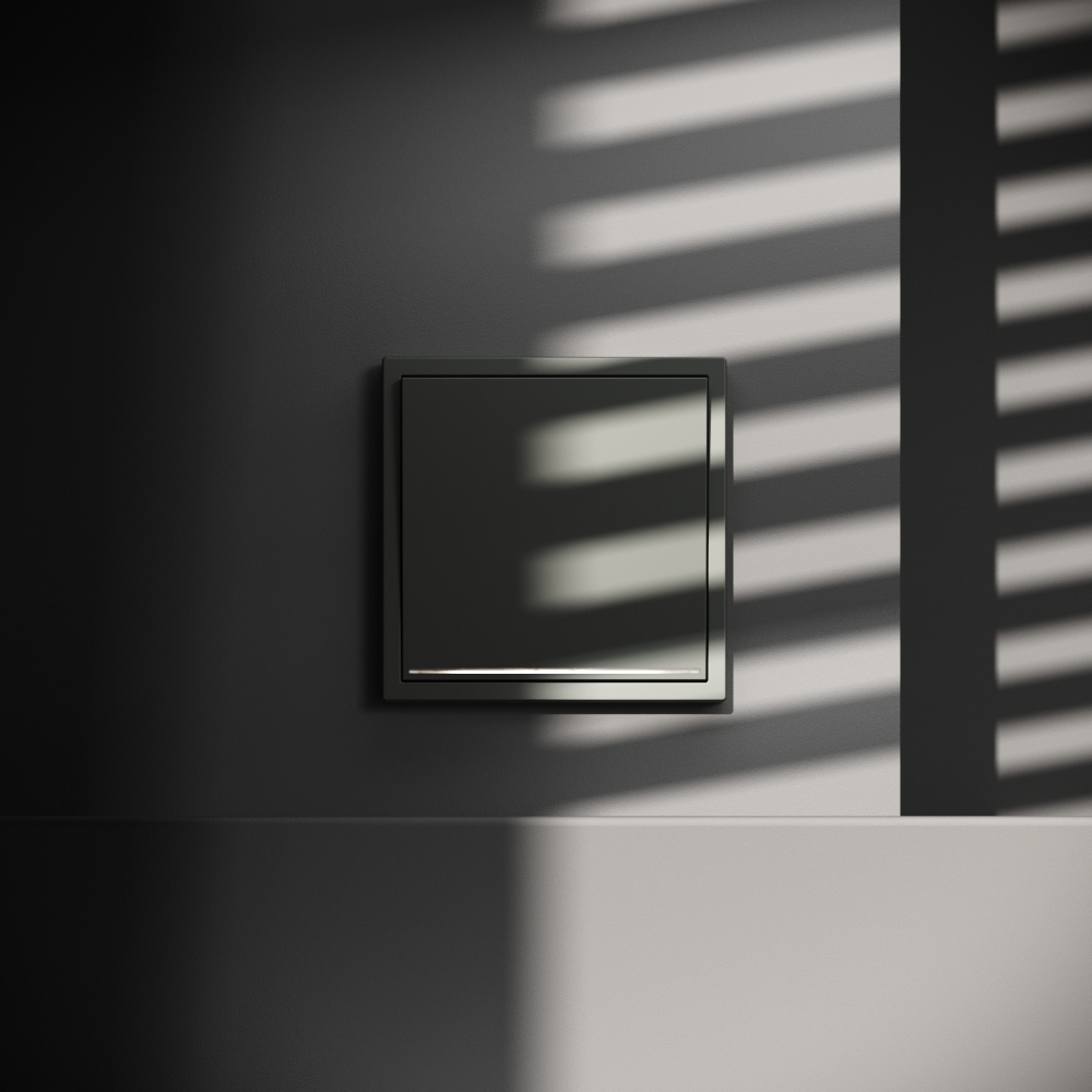 Выключатель встраиваемый VOLTUM S70 одноклавишный с подсветкой 10А, (титан)