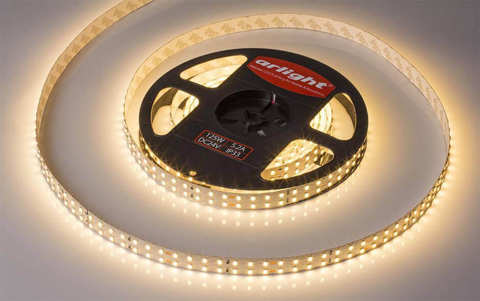 Светодиодная лента Arlight 20W/m 196LED/m 2835SMD теплый белый 5M 019091(B)