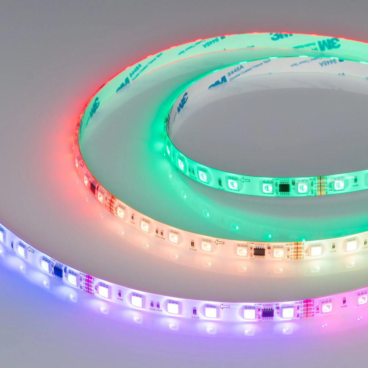 Светодиодная лента герметичная Arlight 14W/m 60LED/m 5060SMD разноцветный 5М DMX-SE-B60-10mm 24V 039607