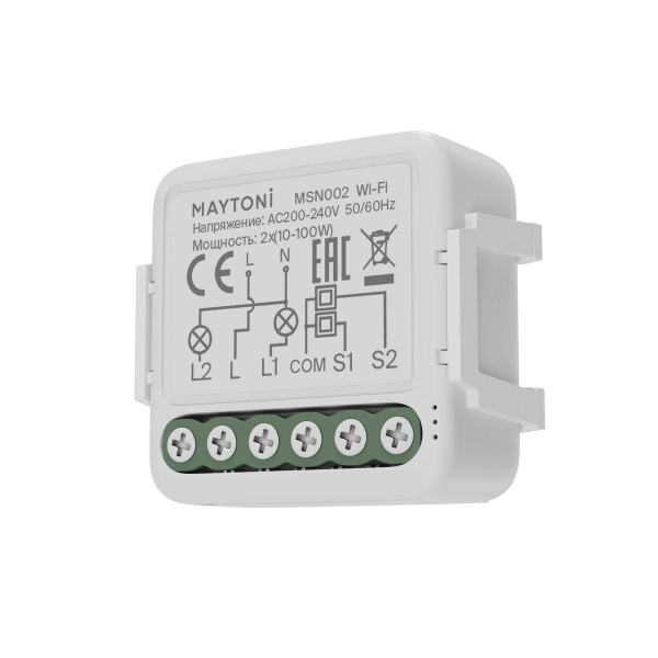 Wi-Fi выключатель двухканальный (без нуля) Maytoni Technical Smart home MSN002
