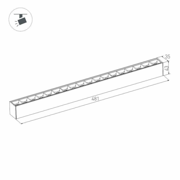 Трековый светодиодный светильник для магнитного шинопровода Arlight Mag-Laser-45-L480-18W Warm3000 026941