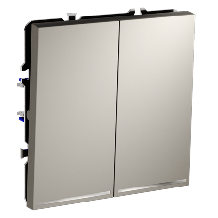 Проходной переключатель встраиваемый VOLTUM S70 двухклавишный с подсветкой 10А, (кашемир)