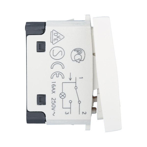 Переключатель LK Studio с двух мест, с индикатором 45х22,5мм (схема 6L) 16 A, 250 B (белый) LK45 850404-1