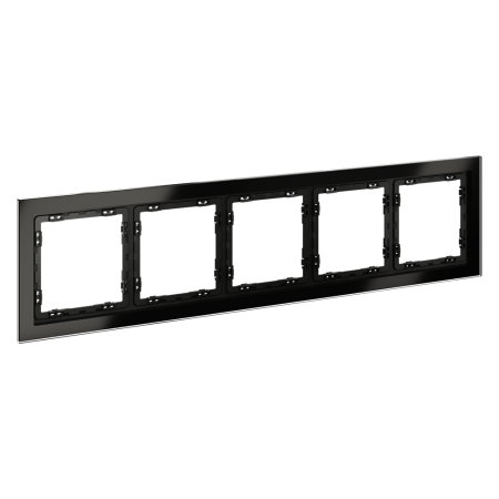 Рамка стеклянная VOLTUM S70 на 5 постов, (черный,стекло)