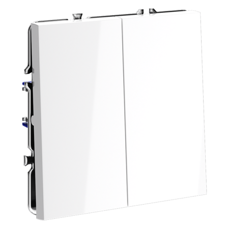 Выключатель встраиваемый VOLTUM S70 двухклавишный 10А, (белый глянцевый)