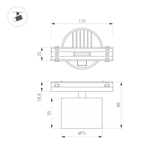 Трековый светодиодный светильник Arlight Mag-Vibe-Point-R75-10W Day4000-Mix 045000