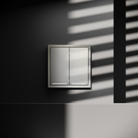 Проходной переключатель встраиваемый VOLTUM S70 двухклавишный с подсветкой 10А, (шелк)