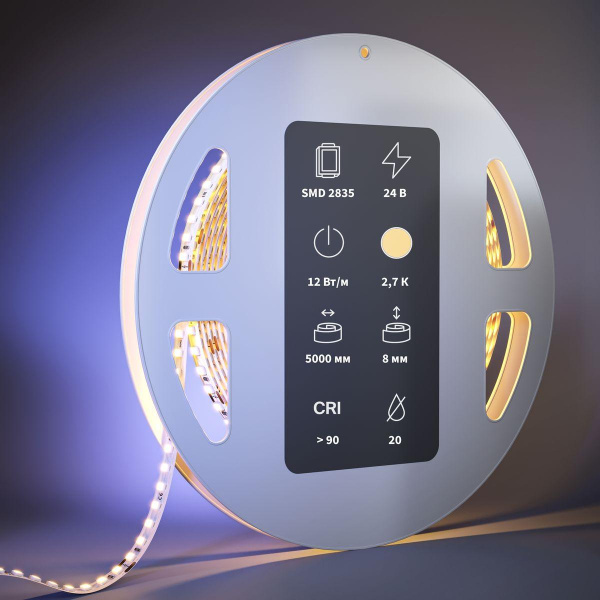 Светодиодная лента Maytoni 12W/m 160LED/m 2835SMD теплый белый 5M 201099
