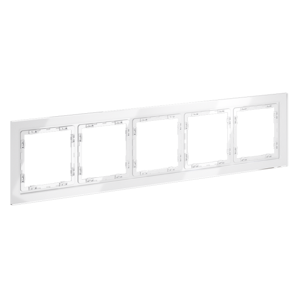 Рамка стеклянная VOLTUM S70 на 5 постов, (белый, стекло)