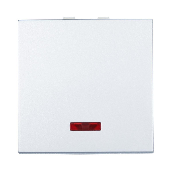 Выключатель LK Studio с индикатором 45х45мм (схема 1L) 16 A, 250 B (серебристый металлик) LK45 850903-1