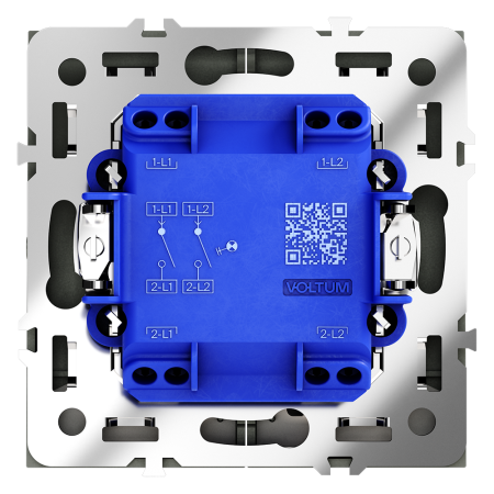 Выключатель встраиваемый VOLTUM S70 двухклавишный с подсветкой 10А, (черный матовый)