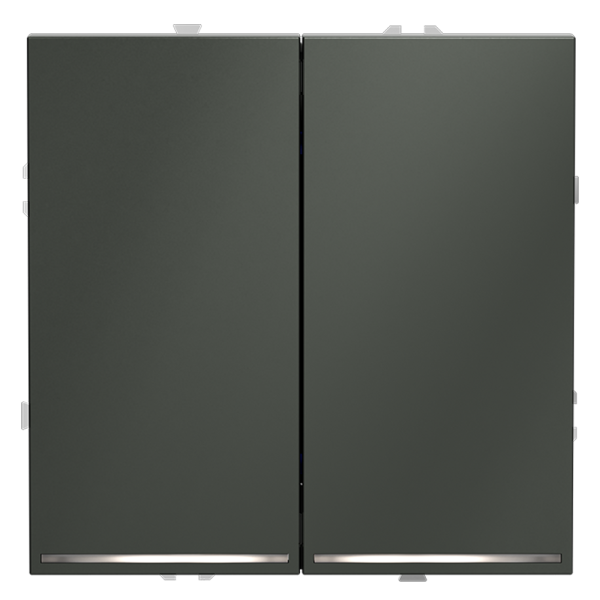 Выключатель встраиваемый VOLTUM S70 двухклавишный с подсветкой 10А, (титан)