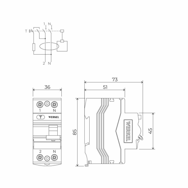 Устройство защитного отключения Werkel 1P+N 40A 300mА АС 6kА W912P404 4690389202803