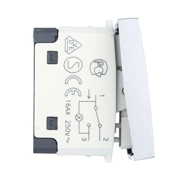 Переключатель LK Studio с двух мест, с индикатором 45х22,5мм (схема 6L) 16 A, 250 B (серебристый металлик) LK45 850403-1