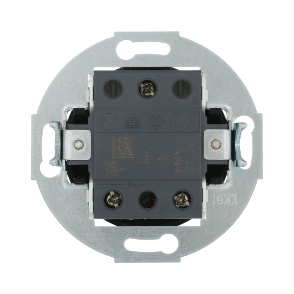 Переключатель LK Studio 1-рычажковый, на 2 направления, с индикатором (схема 6L) 16 A, 250 B (черный) Vintage 880908-1