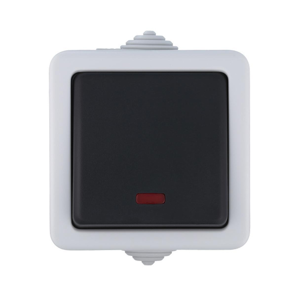 Переключатель LK Studio одноклавишный с 2 мест с индикатором (схема 6L), EF600SW, 16 A (серый) 80005